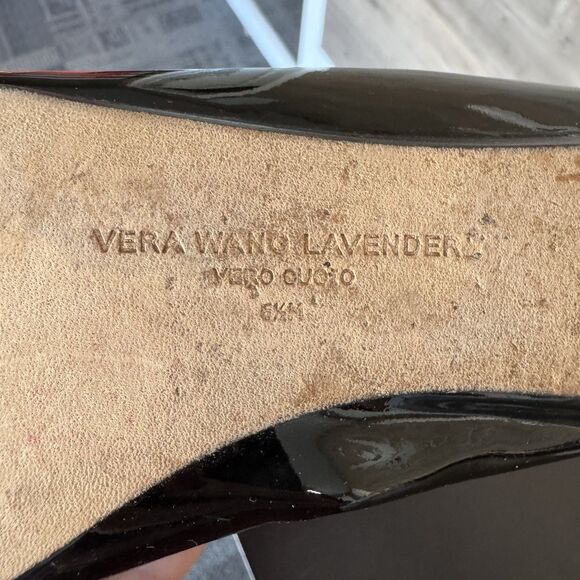 Vera Wang Lavender Black Patent Leather Ballet Flat Shoes‎ Women 6.5 M Classic - Picture 11 of 12